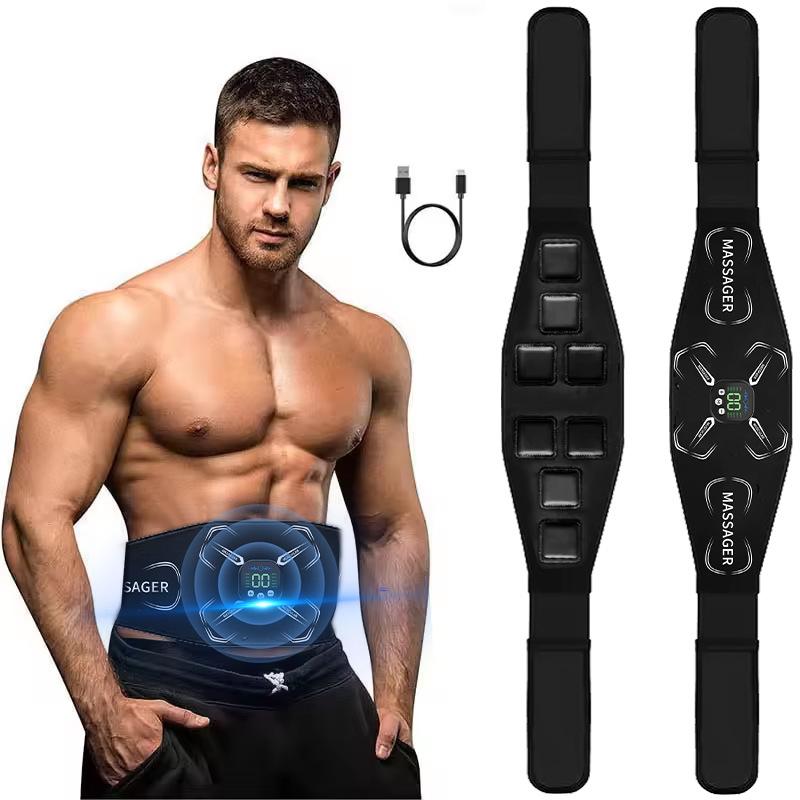 Abdominal Muscle Trainer Belt with EMS Massage, Slimming & Toning Device for Home Fitness, Fat Burner