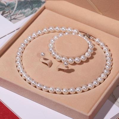 Damen Natur Tiefsee Muschel Perlen Halskette Set: Dreiteiliger Schlüsselbeinketten-Schmuck für den Muttertag