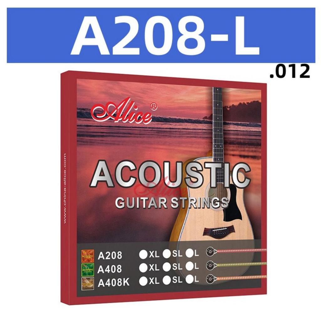 Alice A208SL/L Folk Guitar String Set, .011/.012 Steel Strings for Wooden Guitars