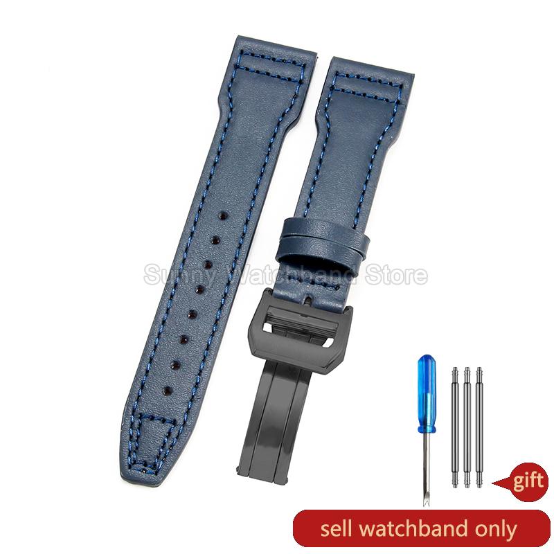 Coffee Black 20 21 22mm for IWC Portofino Le Petit Prince Portugieser Cowhide Watch Band Special Interface Needle Buckle Durable