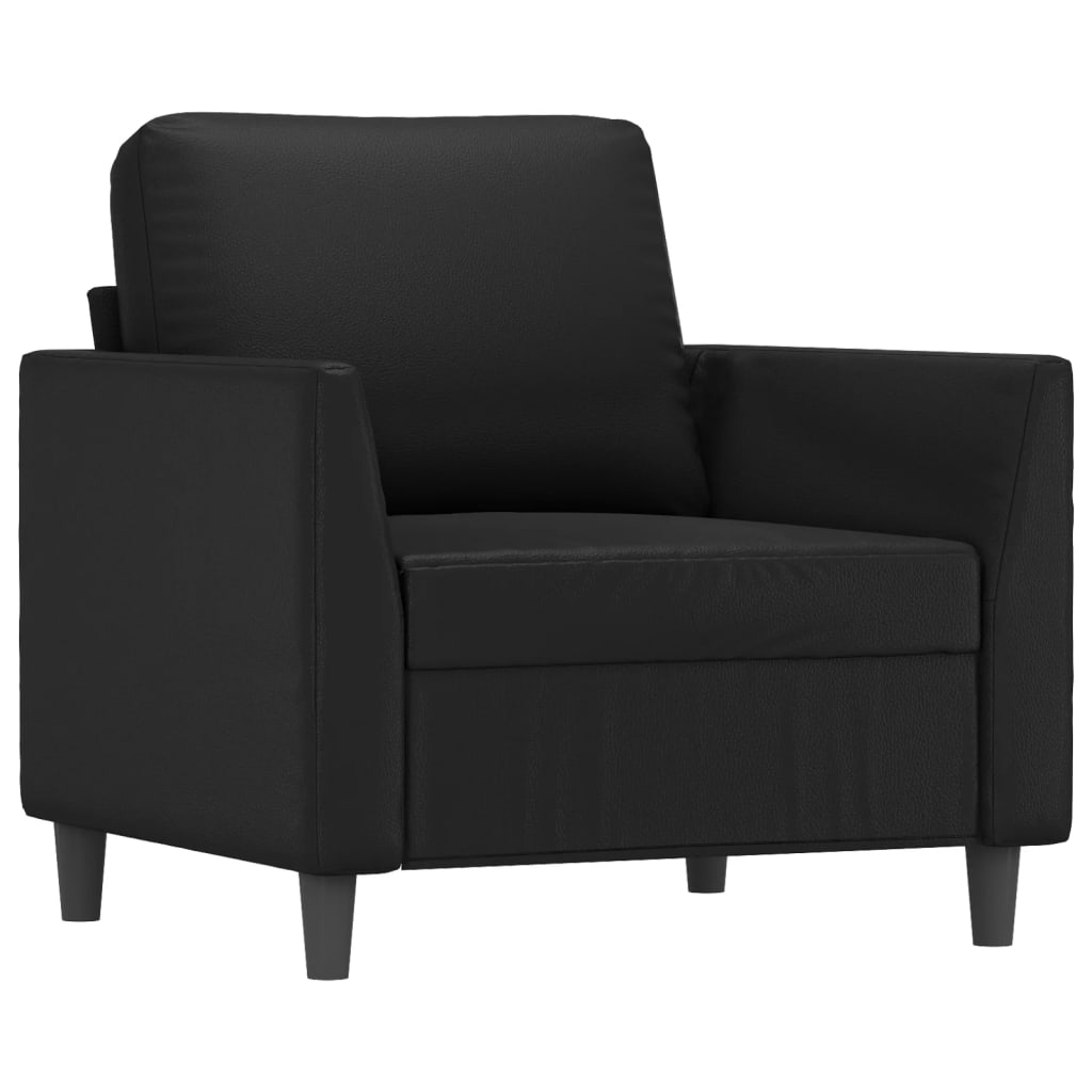 Vidaxl Fotel Z Podnóżkiem, Czarny, 60 Cm, Sztuczna Skóra