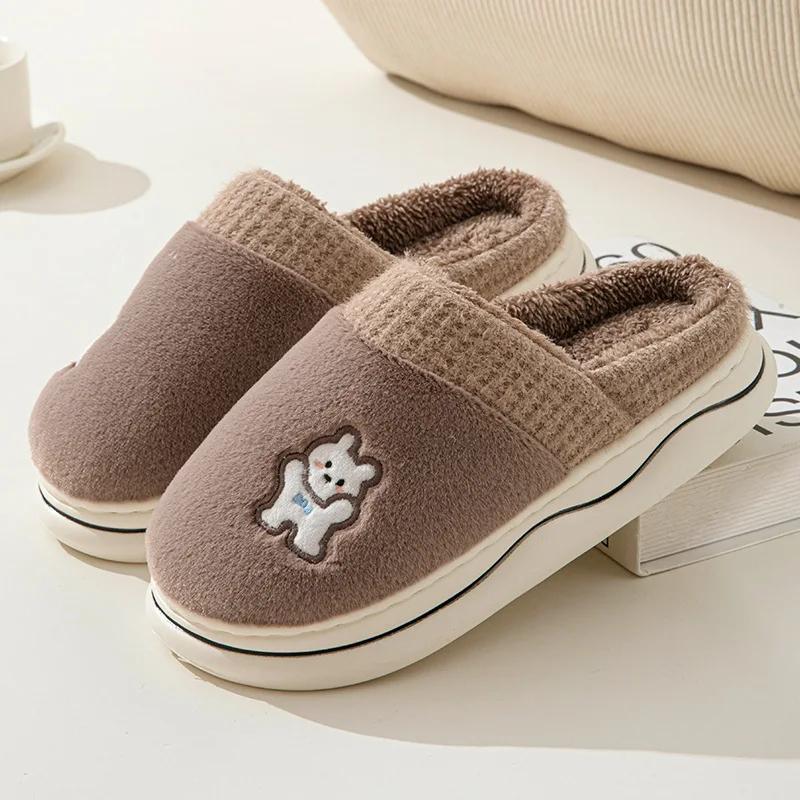 

Fashion Casual Fluffy Slippers Women Home Plush Cartoon Designer Winter Woman Shoes Flat Casual Platform Footwear Trend Fuzzy Fur Slides 36-37 коричневый