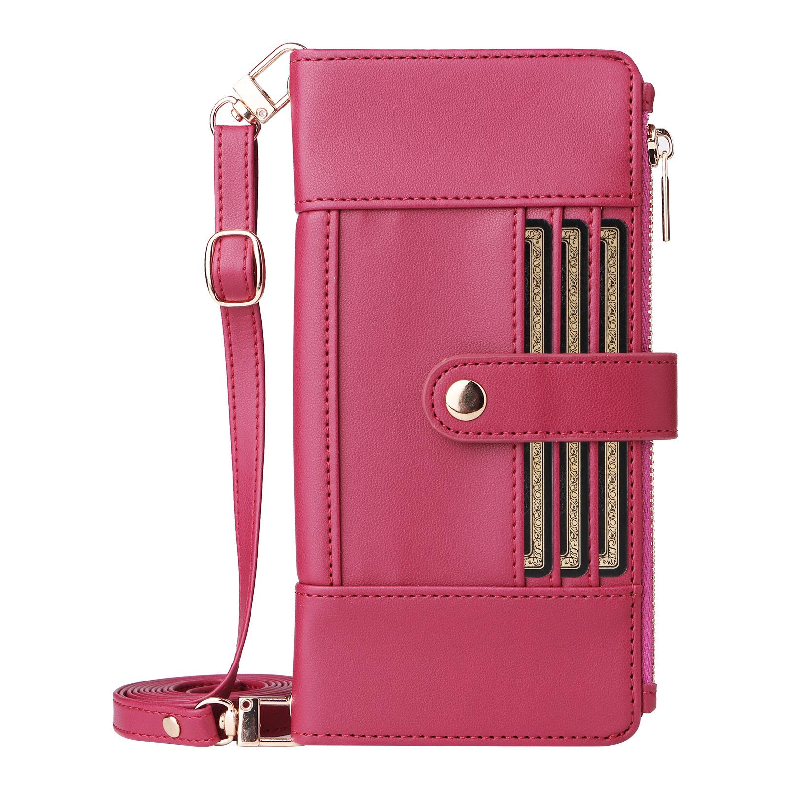 

Luxury Crossbody Zipper Wallet Case For iPhone 17 Pro & Samsung S25 Ultra - Flip Leather Card Holder Cover Samsung S25EDGE червоний