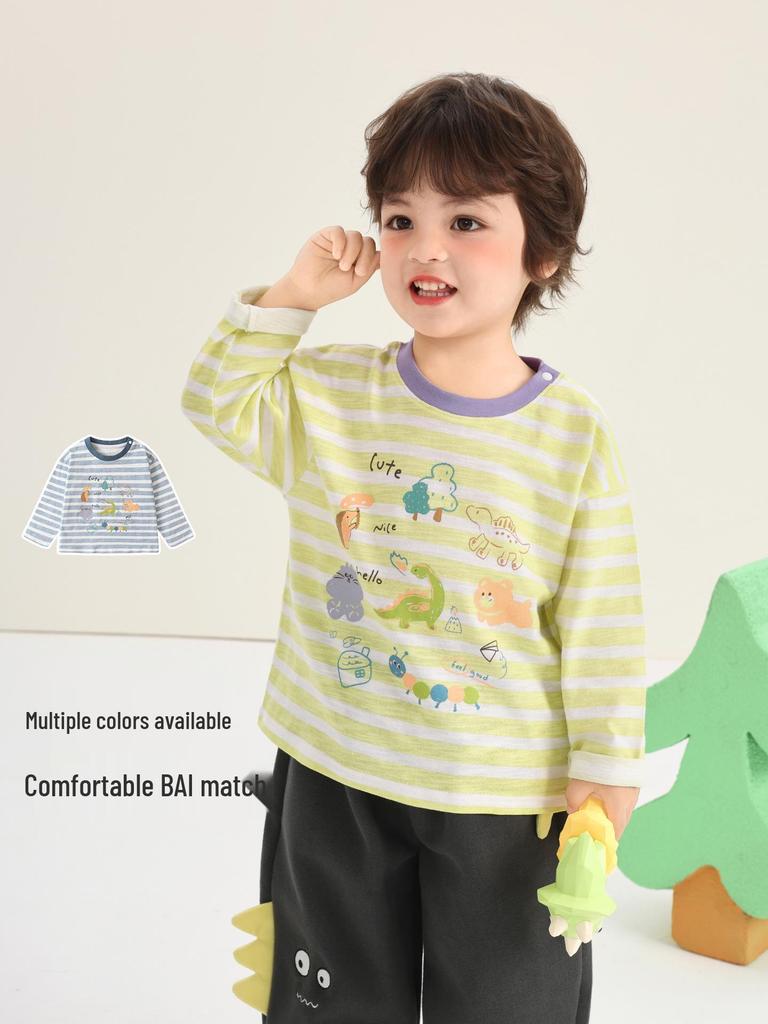 Kaka Panda Kids' Long-Sleeve Base Layer T-Shirt - Spring/Fall Trendy Wear