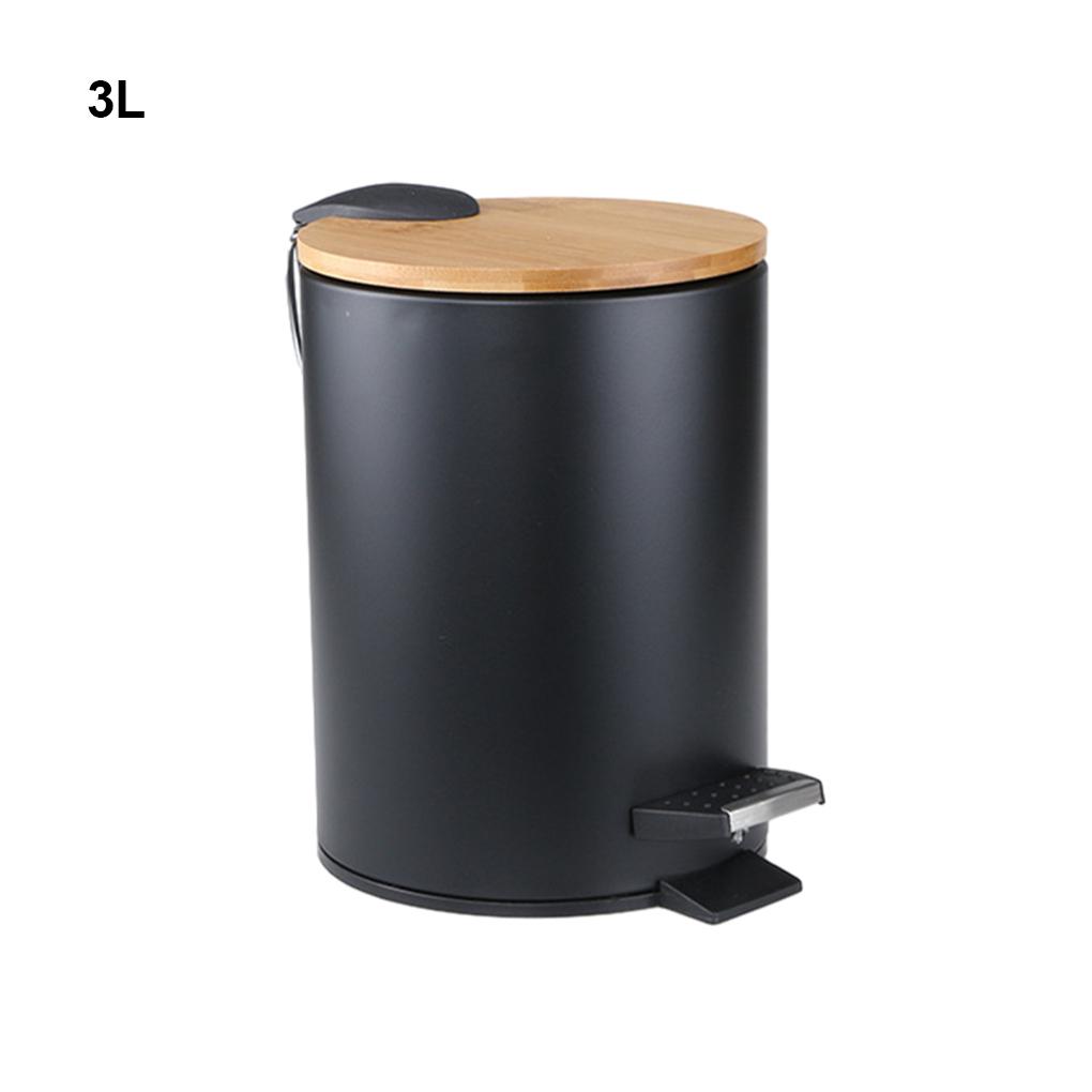 Plastic Garbage Can - Detachable Inner Bucket Modern And Easy To Clean Soft Closing Bamboo Lid And Transport Handle