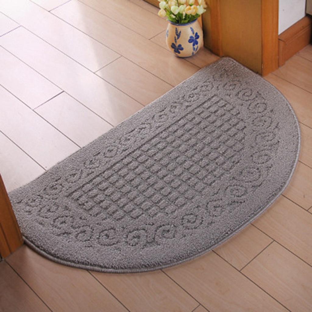 Half Circle Doormat Semicircle Floor Mat Dust Trap Polyester Fiber Strong Absorption Anti Slip for