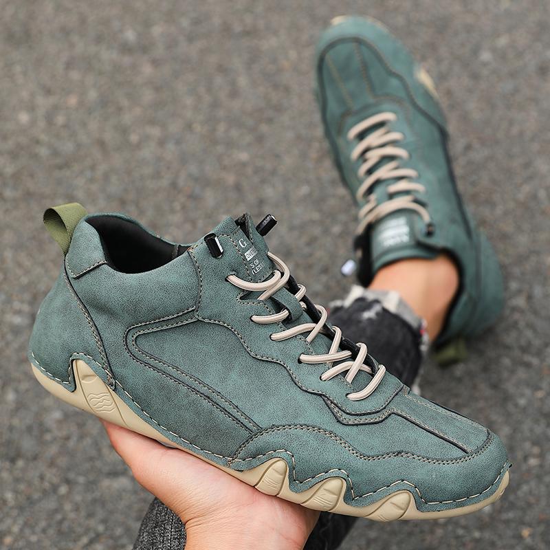 New Fashion Sneakers Men Hand-stitching Leather Casual Shoe Design Platform Loafers Breathable Flats Men Shoe Driving Size 39-46