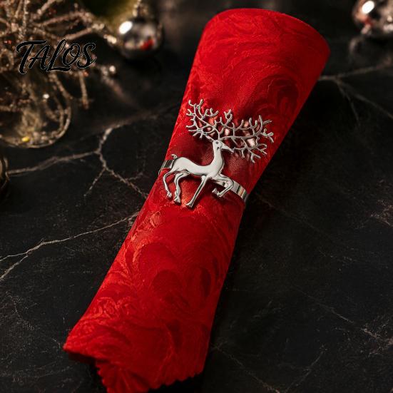 Festive Napkin Decor Christmas Deer Ring, Alloy Elk Holder, Holiday Metal Holders for Table Ring Winter Party Dining Decoration Rings Dinner