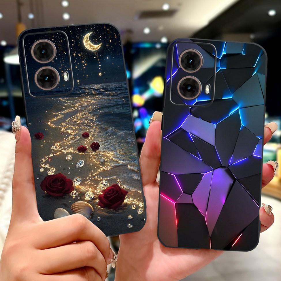 For Motorola Moto G85 Case Silicone Cute Cat Fashion Flowers Painted Back Cover For Motorola G85 Moto G85 Phone Case XT2427-3