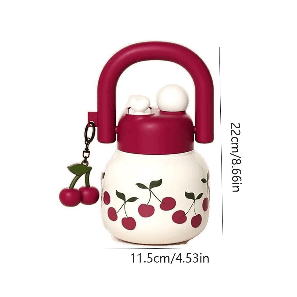 Large Capacity Straw  Water Bottle Cherry Bowknot Plastic Sippy Cup  Home/School