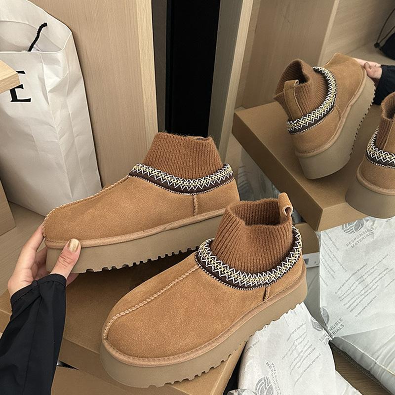 

2025 winter new Sangpo ethnic wind socks cover thick bottom heightening fleece thickening warm outer wear snow boots women 40 малиновий