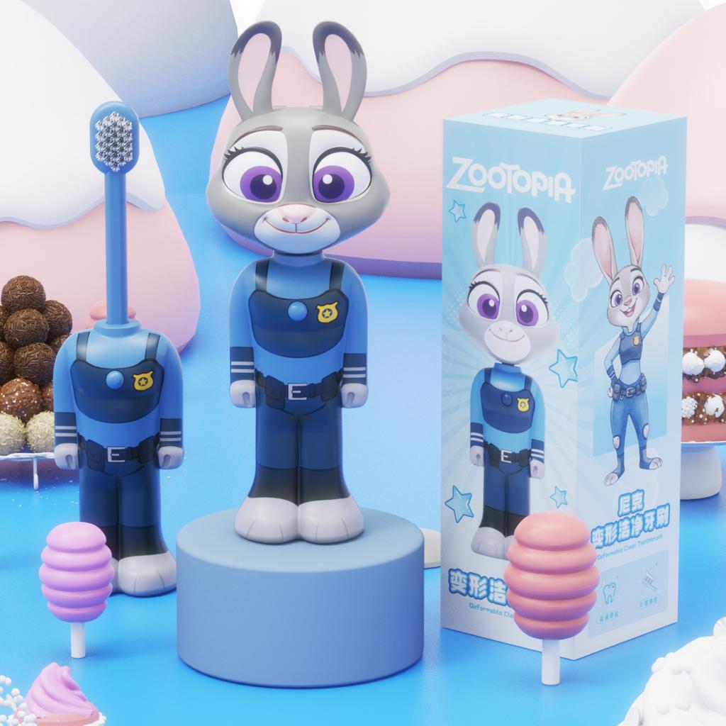 Zootopia 2 Animation Kinderzahnbürste Verwandlungsfähig Einziehbar Plüschborsten Nick Judy Tragbares Design Mundpflegebürste Für Kleinkinder