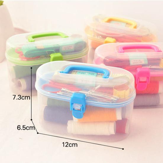 Thread Threader Needle Tape Measure Scissors Thimble Sewing Kit Needlework Box