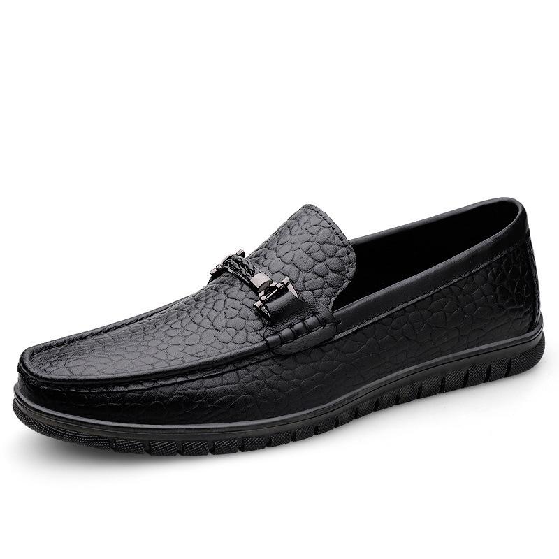 Men's Cross-Border Cowhide Leather Slip-On Loafers: Summer Casual Driving Shoes In Large Sizes