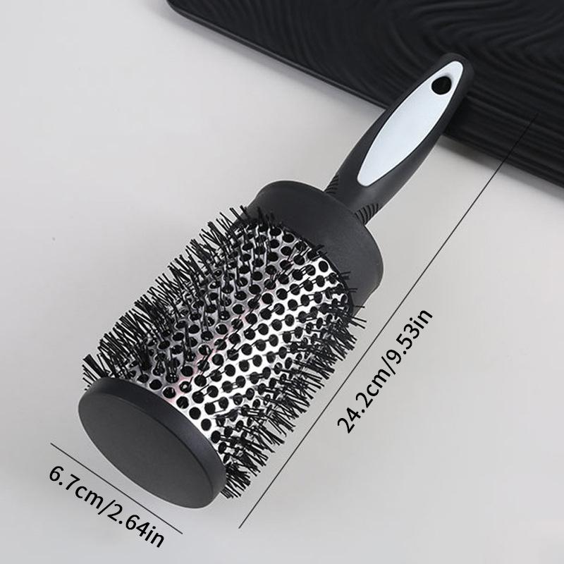 Round Curling Roller Comb Hair Styling Nylon Brush Thermal Aluminum Tube Barrel Hair Comb For Woman Man Hair Blowing And Drying