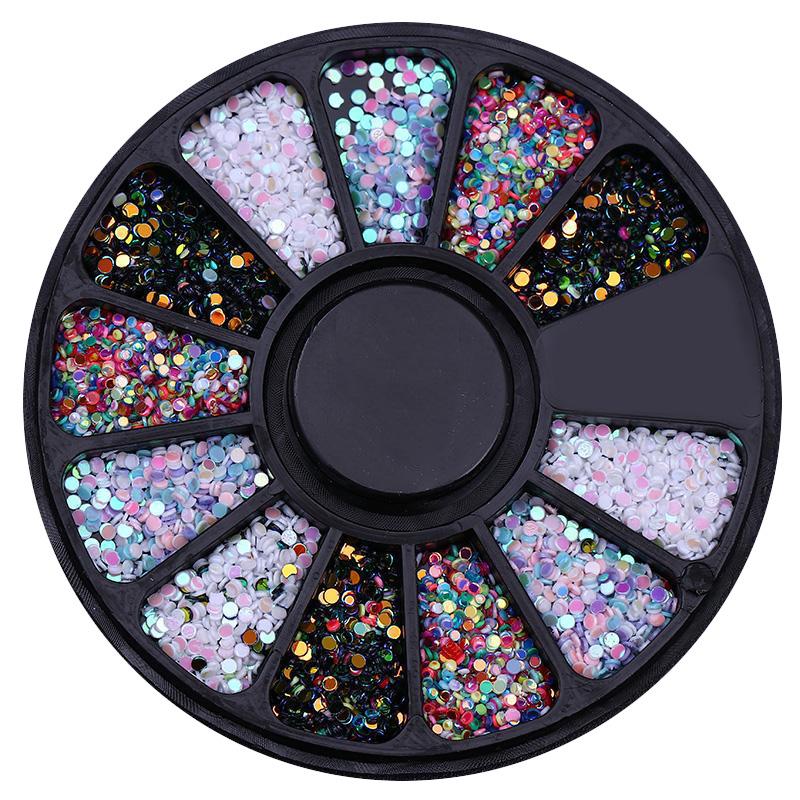Multicolor Round Plate Nail Art Rhinestones - Pointed Elf Beads Nail Decorations DIY Accessories