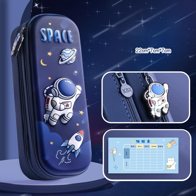 

3D Astronaut Pencil Case Boys Stationery Popular Student Double-Layer Large Capacity Waterproof Pink Rabbit
