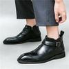 Winter Designer Neu Herren Spitz Lackleder Chelsea Lässige Monk-Riemen Knöchelhochstiefel Männliche Marke High Tops Schuhe Zapatos Hombre