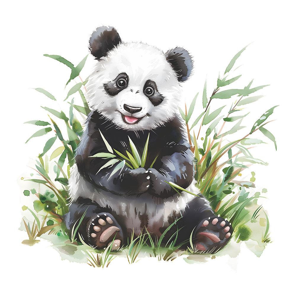 Fun-f130 Cartoon Niedlichen Roten Panda Essen Bambus Kinderzimmer Hintergrund Dekorative Wandaufkleber