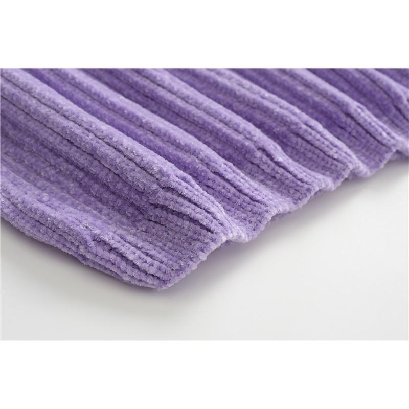 Casual Womens Sweater Autumn Winter Pullover Crew Neck Solid Color Loose Bulb Sleeve Chenille Knit Top