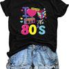80s Shirts for Women I Love 80's Music Party Graphic Print T-Shirt Vintage 1980s Neno Disco Blouse Tees