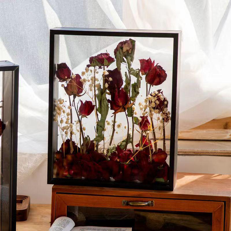 3D Double-Sided Transparent Frame for DIY Dried Rose Specimen Display