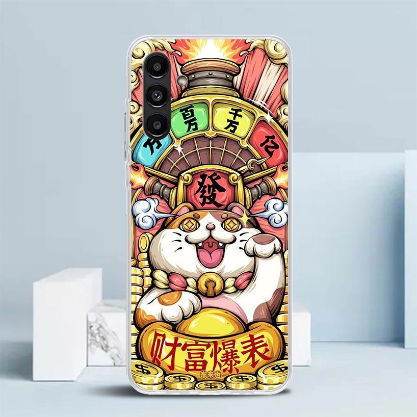 Lucky Cat Maneki Neko Japanese Cover for Samsung Galaxy A17 A37 A57 A16 A26 A36 A56 A15 A14 A55 Phone Case A13 A53 A25 A35 A24 A