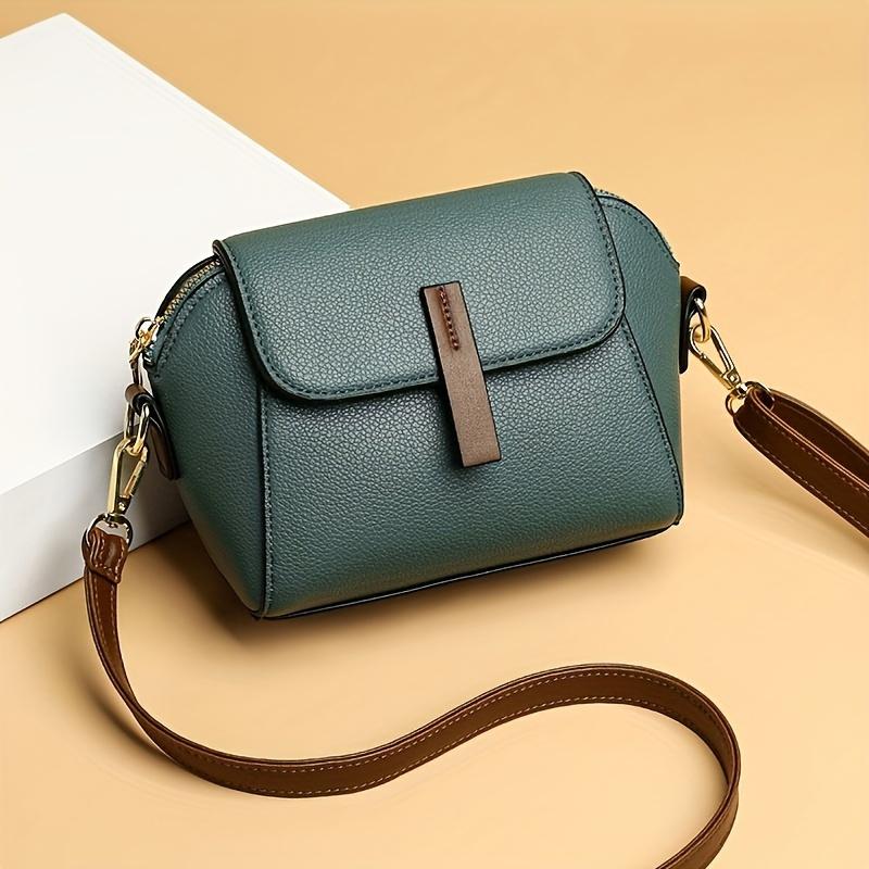 Modna Torba Crossbody Damska Mini Kopertówka z Klapką Damski Portfel PU na Co Dzień Torby na Ramię w Jednolitym Kolorze dla Dojeżdżających