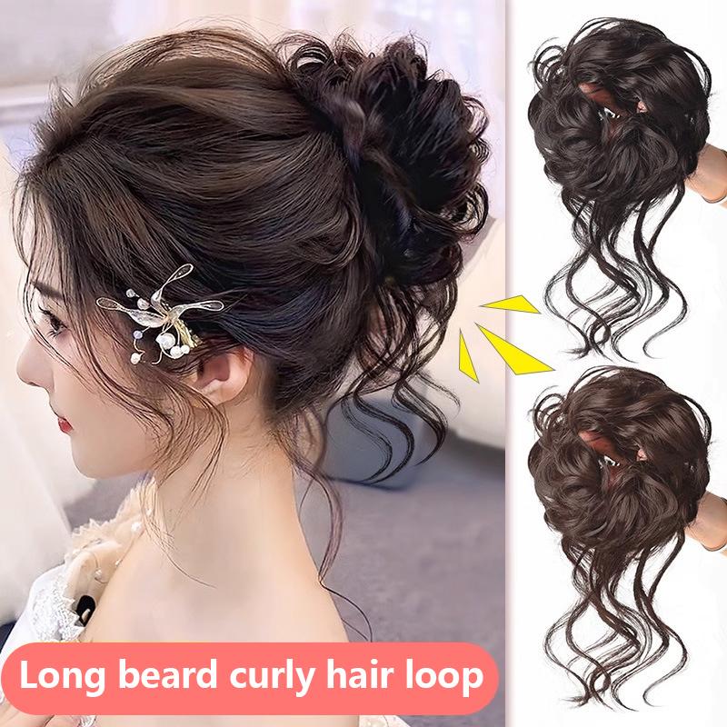 Synthetic Curly Bun Messy Claw Chignon Clip Elastic Hair Scrunchies Hairpieces Donut Updo Hair Pieces For Women