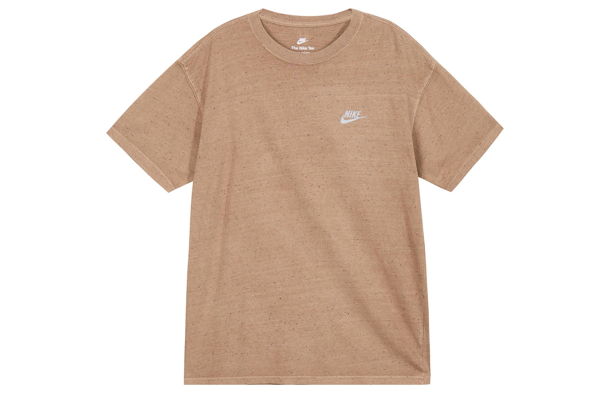 Nike T Shirts Men s Light Brown Crew Neck Moderate Straight Fit DR7828-258 M