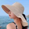 2026 5Sj 2026 5Sj Women's Summer Neck Protection Sunscreen Sun Hat Travel Big Edge Fisherman Hat Outdoor Riding Sun Hat