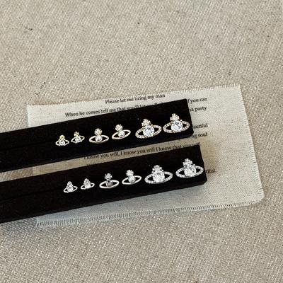 Sweet And Cool Wind Planet Zircon Pearl Stud Earrings Set Light Luxury High Sense Exquisite Personality Unique Commuting Versatile Earrings