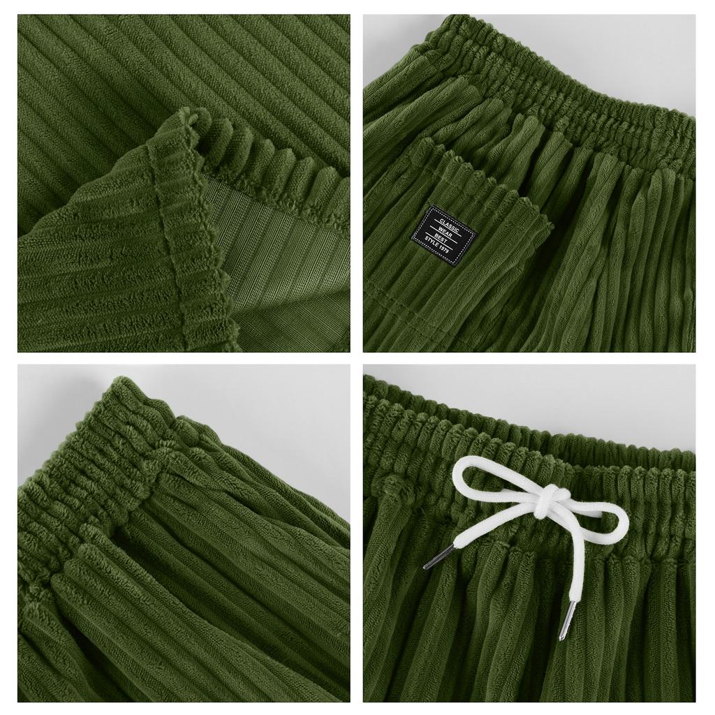 Heren Mode Casual -Kleur Corduroy Korte Broek Met Borduurwerk-, Elastische Tailleband met Trekkoord Korte Broek