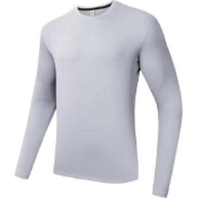 Running Series Solid Color Crew Neck Long Sleeve T-Shirt Men Tops Pigeon-Gray 952435405-3