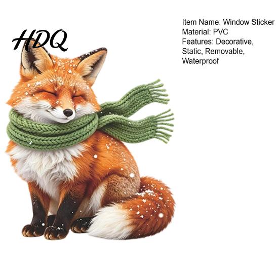 Transparent Window Film Fox Static Cling, Christmas Winter Glass Stickers, PVC Electrostatic Cling Sticker Decal for Home Door & Decoration, Removable