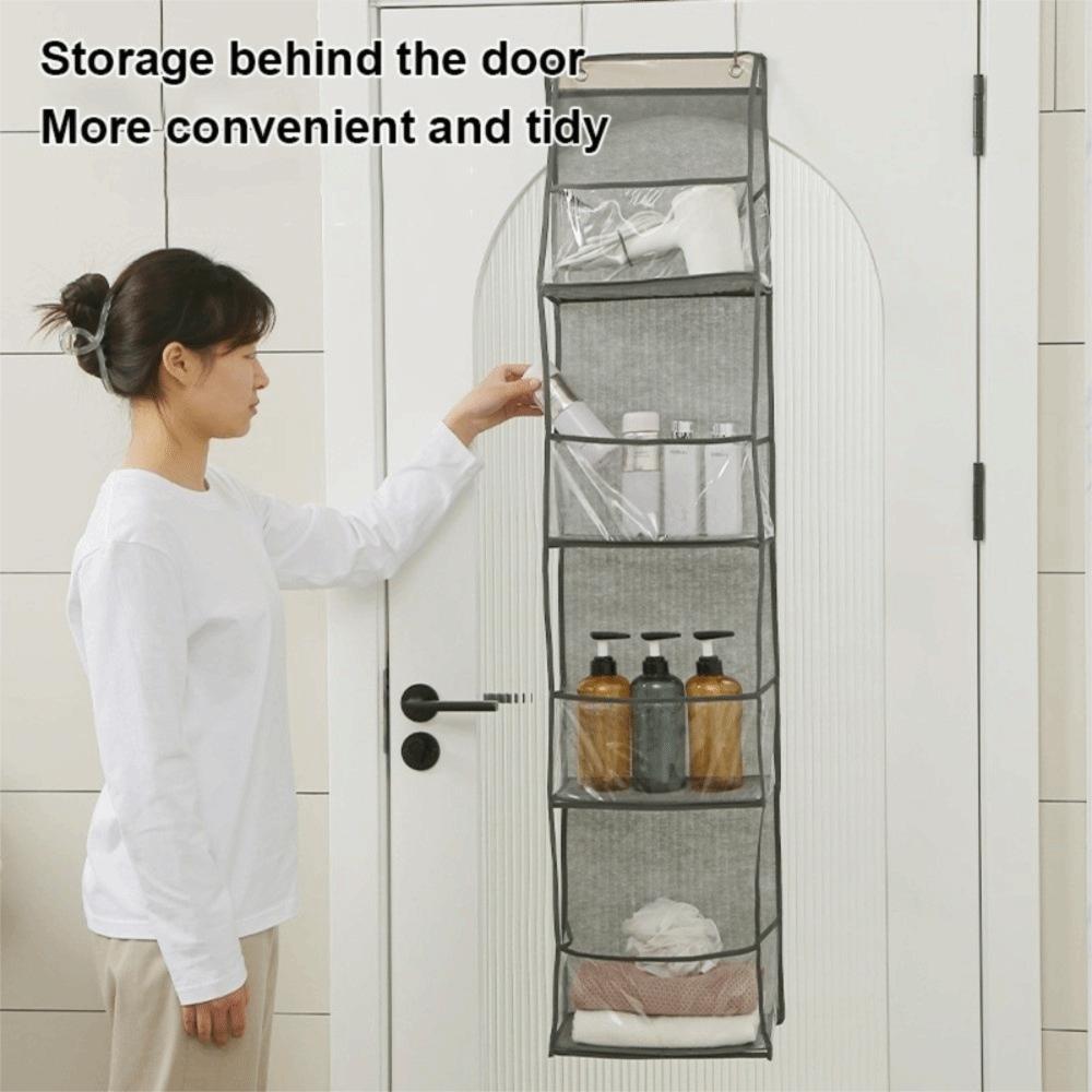 Six Compartments Storage Hanging Bag Wall-mounted Bag Organizer Toy Snack Storage Bag  Dorm
