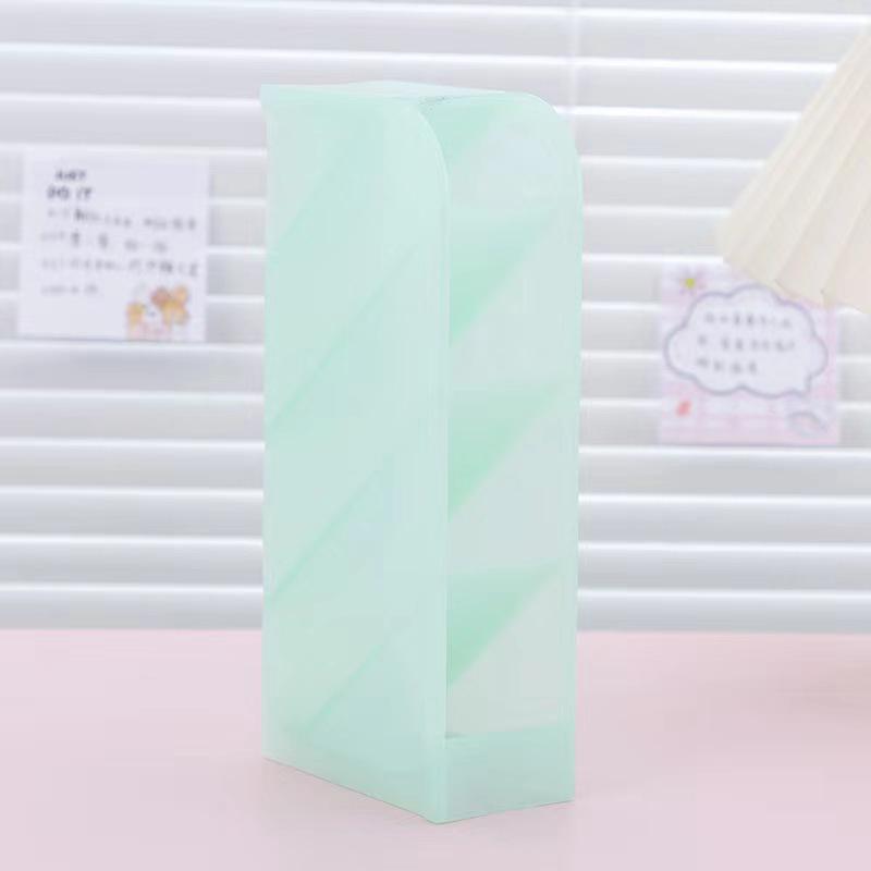 Transparent Slanted Pen & Makeup Brush Holder with Four Grids