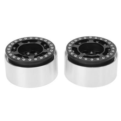 2pcs 1.9 Inch Beadlock Wheels Aluminum Alloy CNC Machining Universal RC Wheel Rims for Crawler Black