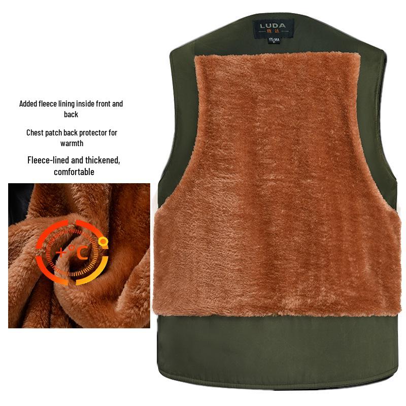 Herren Winter Plus Samt Warme Weste, Verdickt mit Großen Taschen, Übergröße für Mittleren Alters, Ältere und Übergewichtige Personen bis 8XL