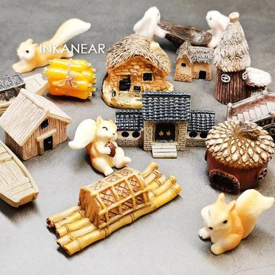 Vintage Dekorative Figuren Mini Haus Wasserbrunnen Blumentopf Fee Garten Miniaturen/Terrarium Pet Home Decor Ornamente DIY