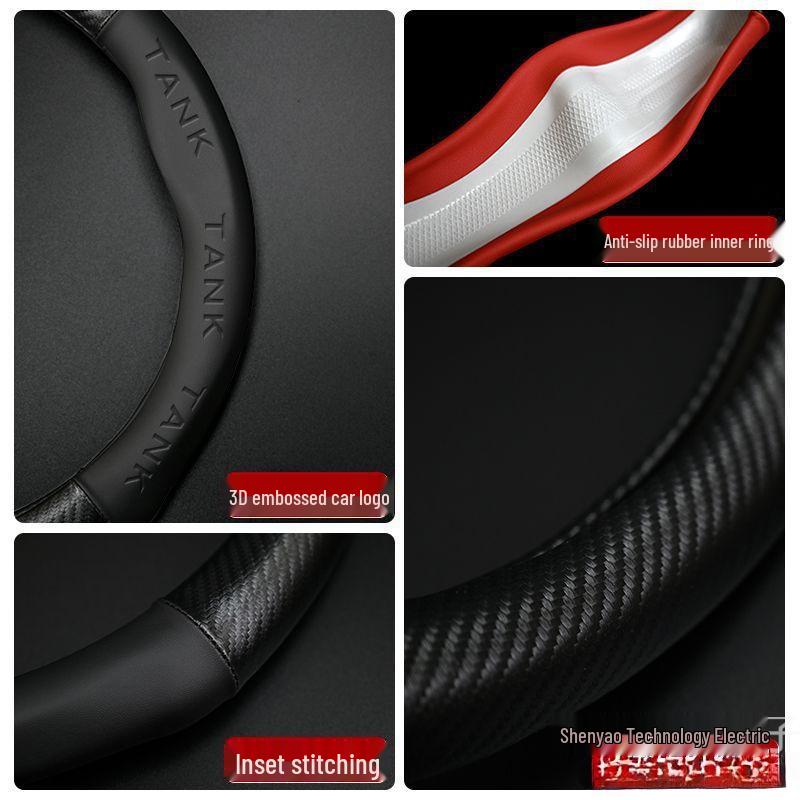Genuine Leather Carbon Fiber Steering Wheel Cover for TANK 300/400/500