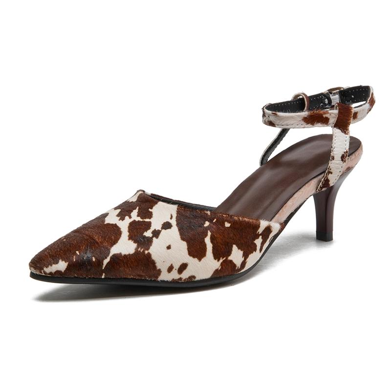

Fashion AIYUQI Women Sandals Genuine Leather Summer Women Mid heels Horse Leather Leopard Print Women Sandals Large Size Pointed Toe 43