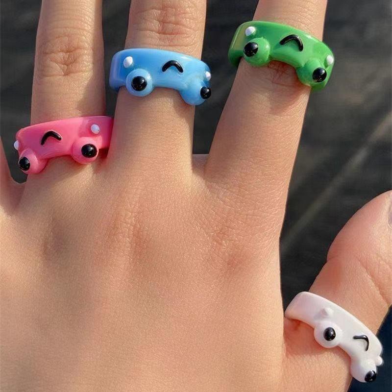 Inele Broscuță Drăguță cu Zâmbet pentru Femei Fete Personalitate Amuzantă Angro Animal Desenat Găină Inel Kawaii Bijuterii Modă Cadouri