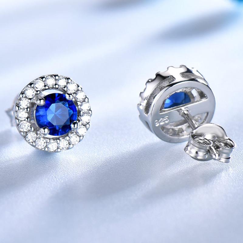 Gica Gema Bijoux Argent Sterling S925 Rond Personnalisé Classique Boucles d'Oreilles Puces Pour Femmes Bijoux Fins de Haute Qualité Cadeau pour la Saint-Valentin