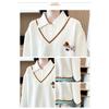 Spliced Fake Two-piece Sweatshirt for Women Autumn Cartoon Loose and Western Design Embroidered Polo Collar Top