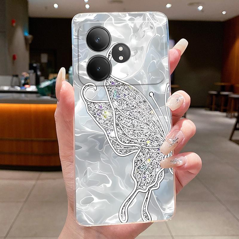 Phone Case For Realme GT Neo 6 SE/GT Neo6/GT 6T/Realme GT 6 Butterfly Bow Protective Casing Transparent Soft Silicone TPU Cover