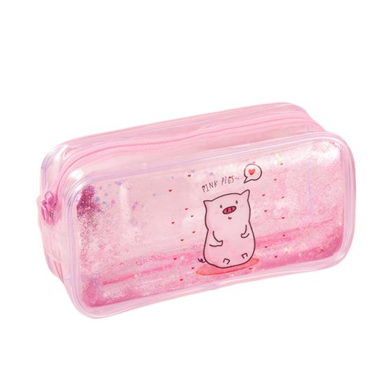Shiny Pencil Case Transparent PVC Makeup Bag Waterproof Travel Cosmetic Bag Glitter Sequin Pouch for Pens Makeup Brushes