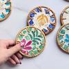 2PC handmade rattan-edged colorful shell coaster natural mother-of-pearl insulation pad light luxury insulation pad shell coaster