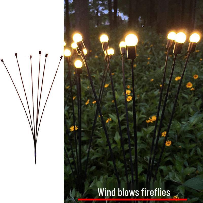 LED Wind-Powered Firefly Lights, 6 or 8 Heads, Outdoor Landscape Decoration for Parks and Streets