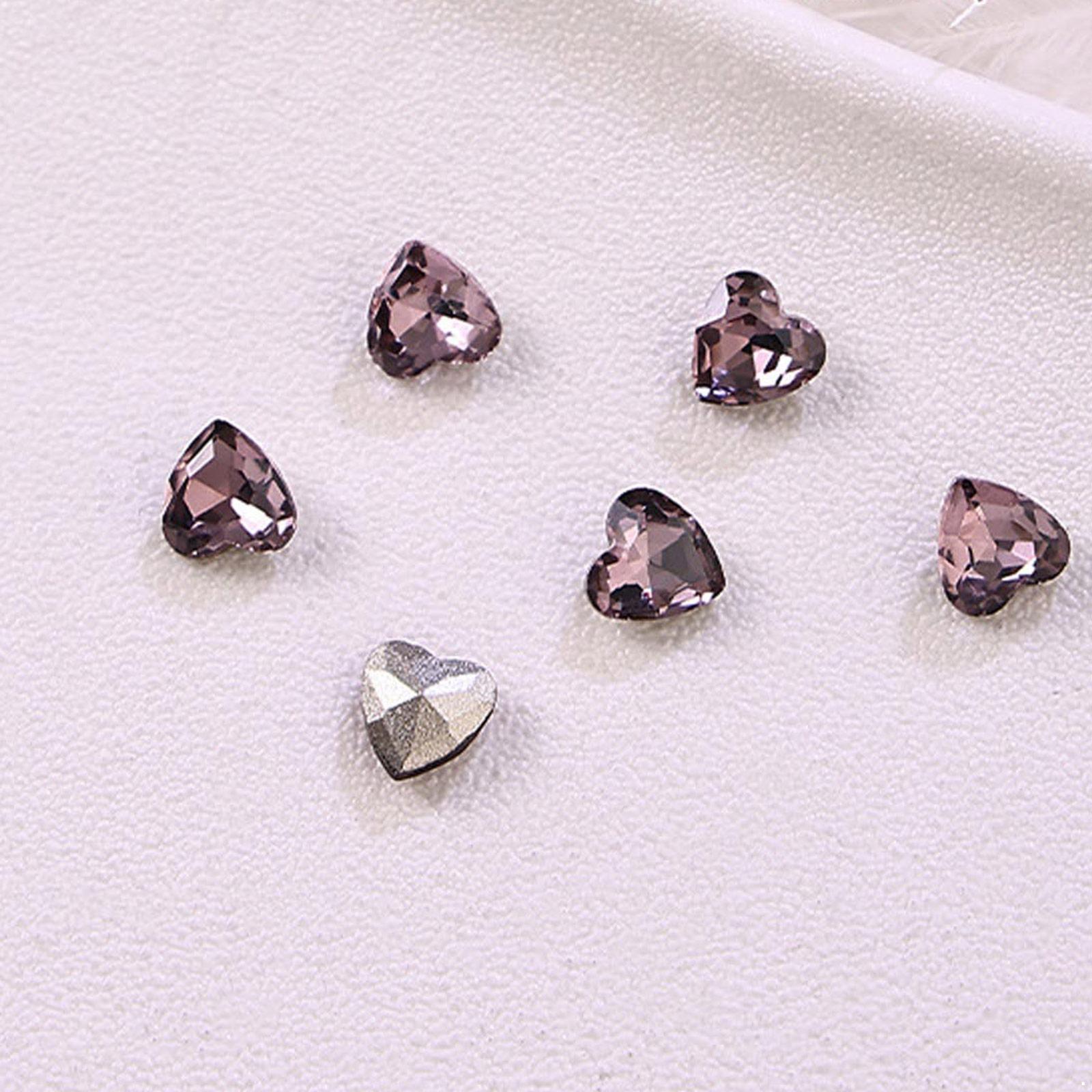

10 Pieces Pink Shiny Rhinestones Nail Art Decorations Mixed Shapes Including Hearts Squares Butterflies Drops for DIY Nail Design Home Salon Party One Size
